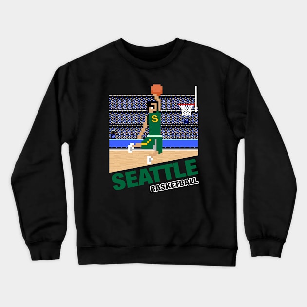 Seattle Basketball 8 bit pixel art cartridge design Crewneck Sweatshirt by MulletHappens